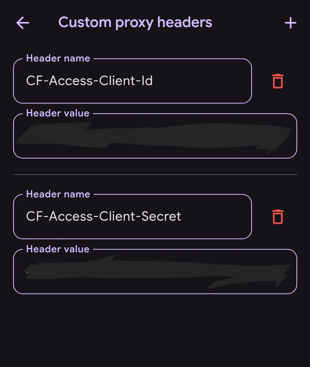 Immich app settings custom proxy headers