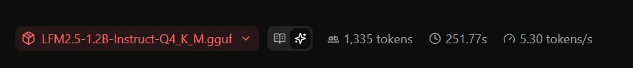 lfm2.5 1.2b tokens per second